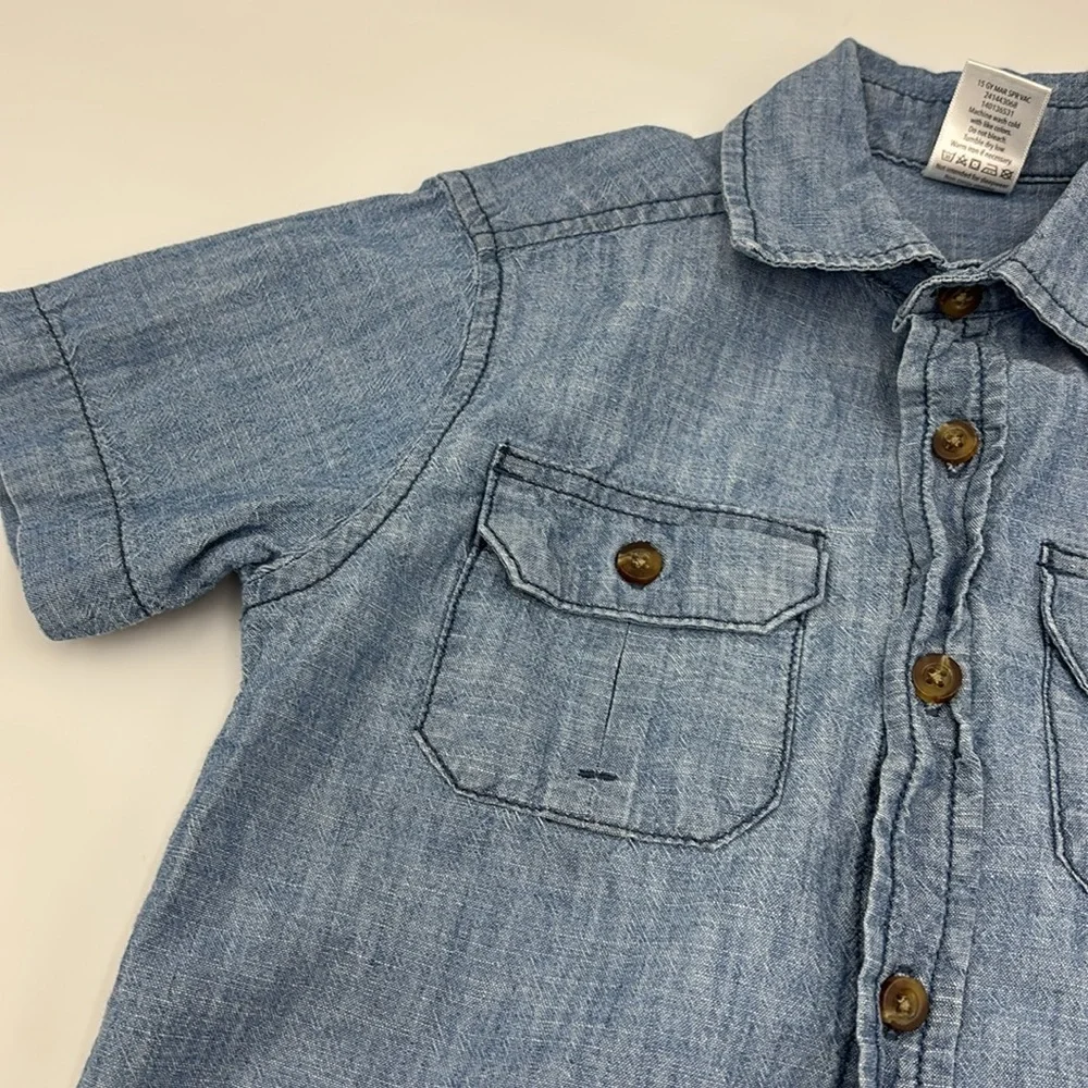 Gymboree Boys Button-Down Chambray Short Sleeve Shirt